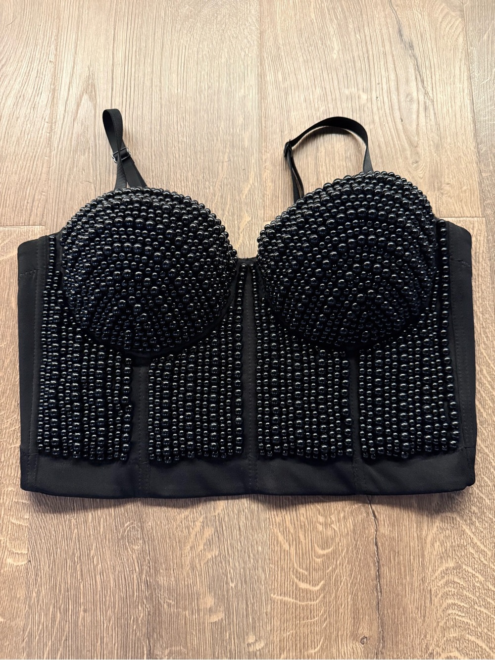 Black Beaded Bustier Top